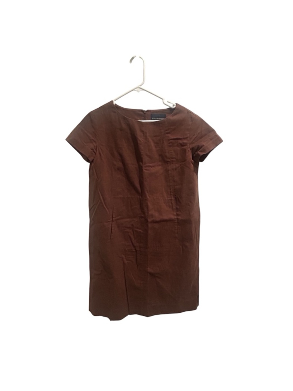 Brown Short Sleeve Cotton Shift Dress W/ Front Pocket XS by Ryan Roberts